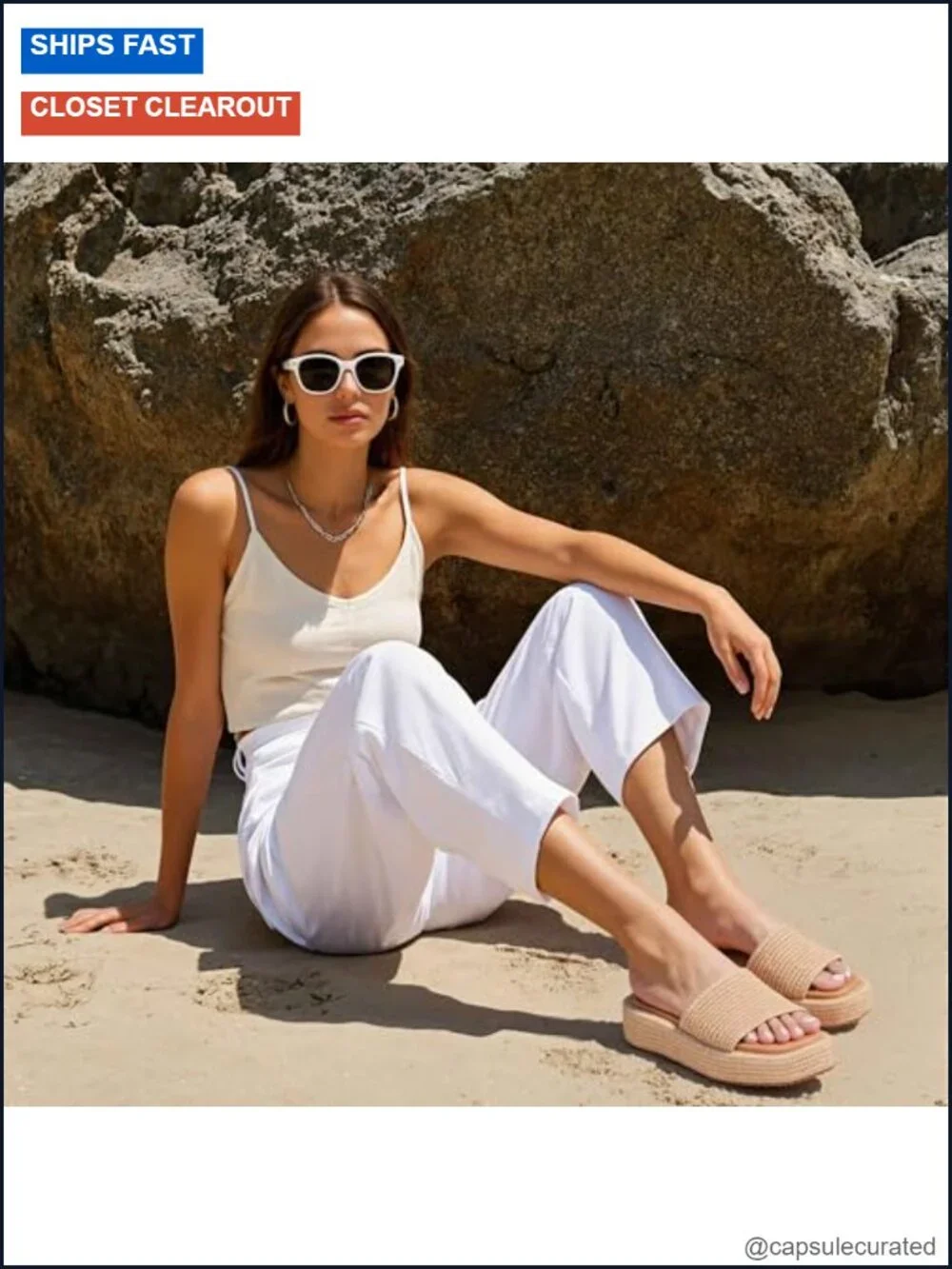 Women's Espadrille Platform Wedge Sandals Woven Raffia Non-Slip Slip-On Summer